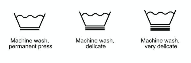 machine wash, delicate wash, and very delicate,